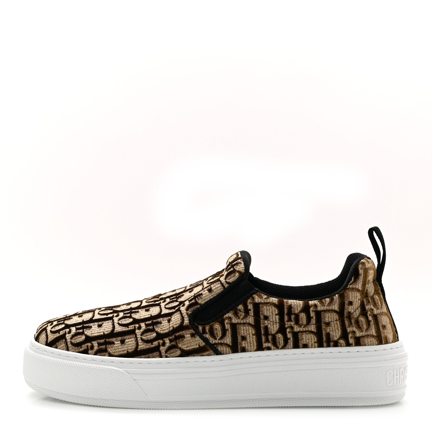 Christian Dior Velvet Oblique Womens Solar Slip On Sneakers 38 Bronze 1 of 8