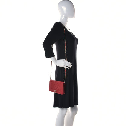 Chanel Caviar Quilted Vintage Mademoiselle Wallet On Chain WOC Red 2 of 10