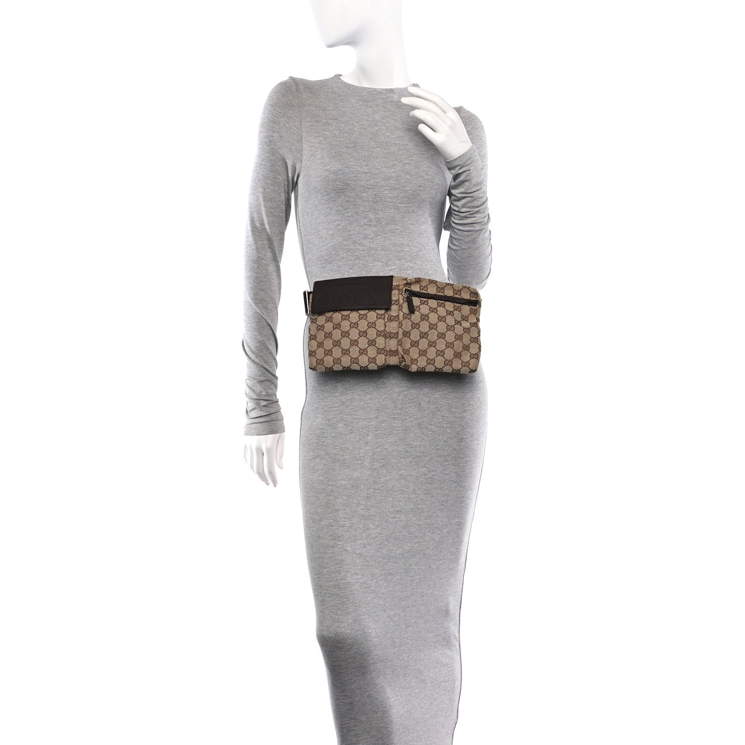 Gucci GG Monogram Double Pocket Belt Bag Dark Brown 2 of 12