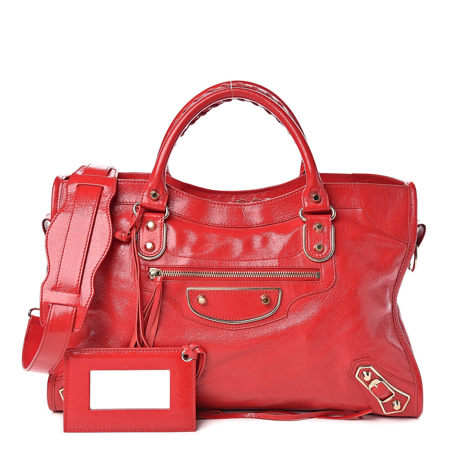 Glossy Nappa Gold Metallic Edge Hardware City Rouge Grenade