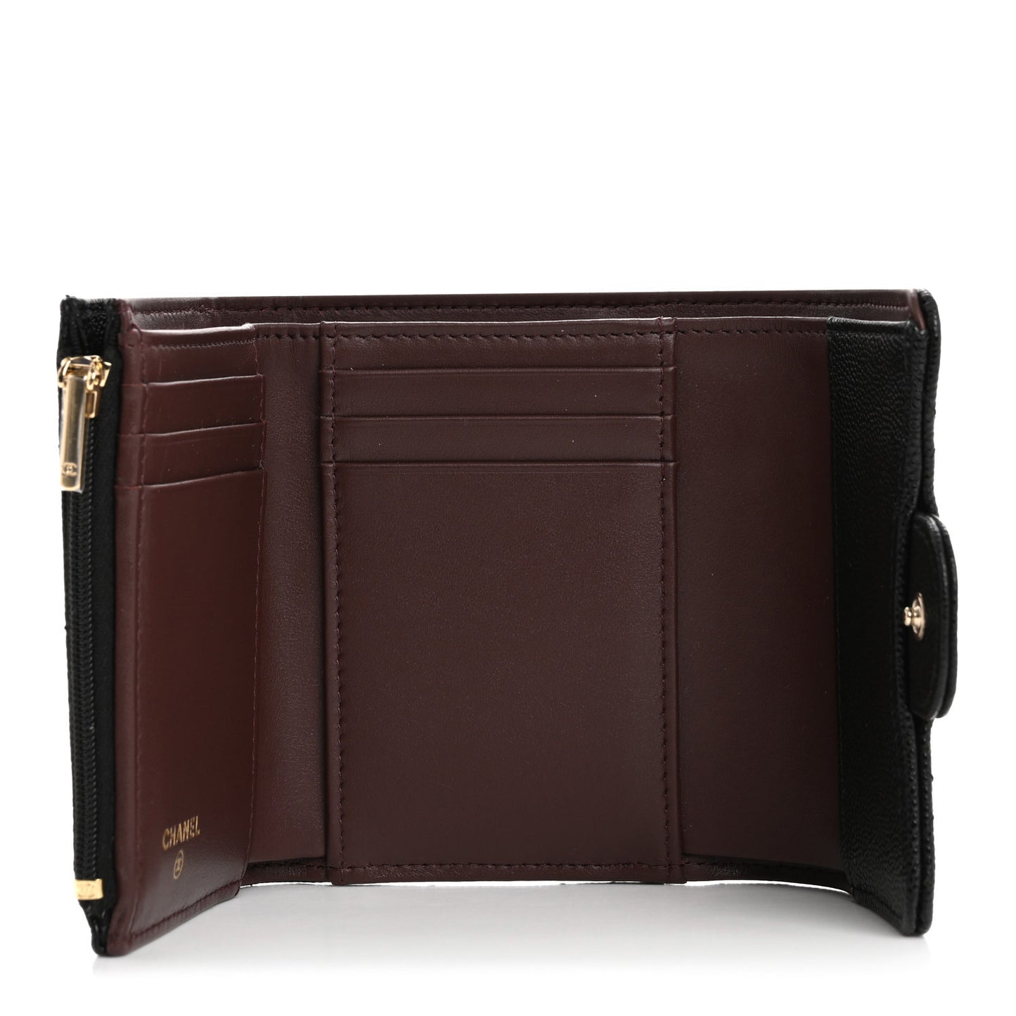 Caviar Quilted Compact Flap Wallet Black