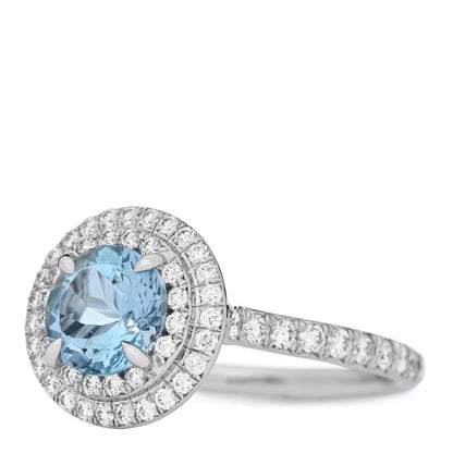 Tiffany Platinum Diamond Aquamarine Soleste Ring 49 5 3 of 6