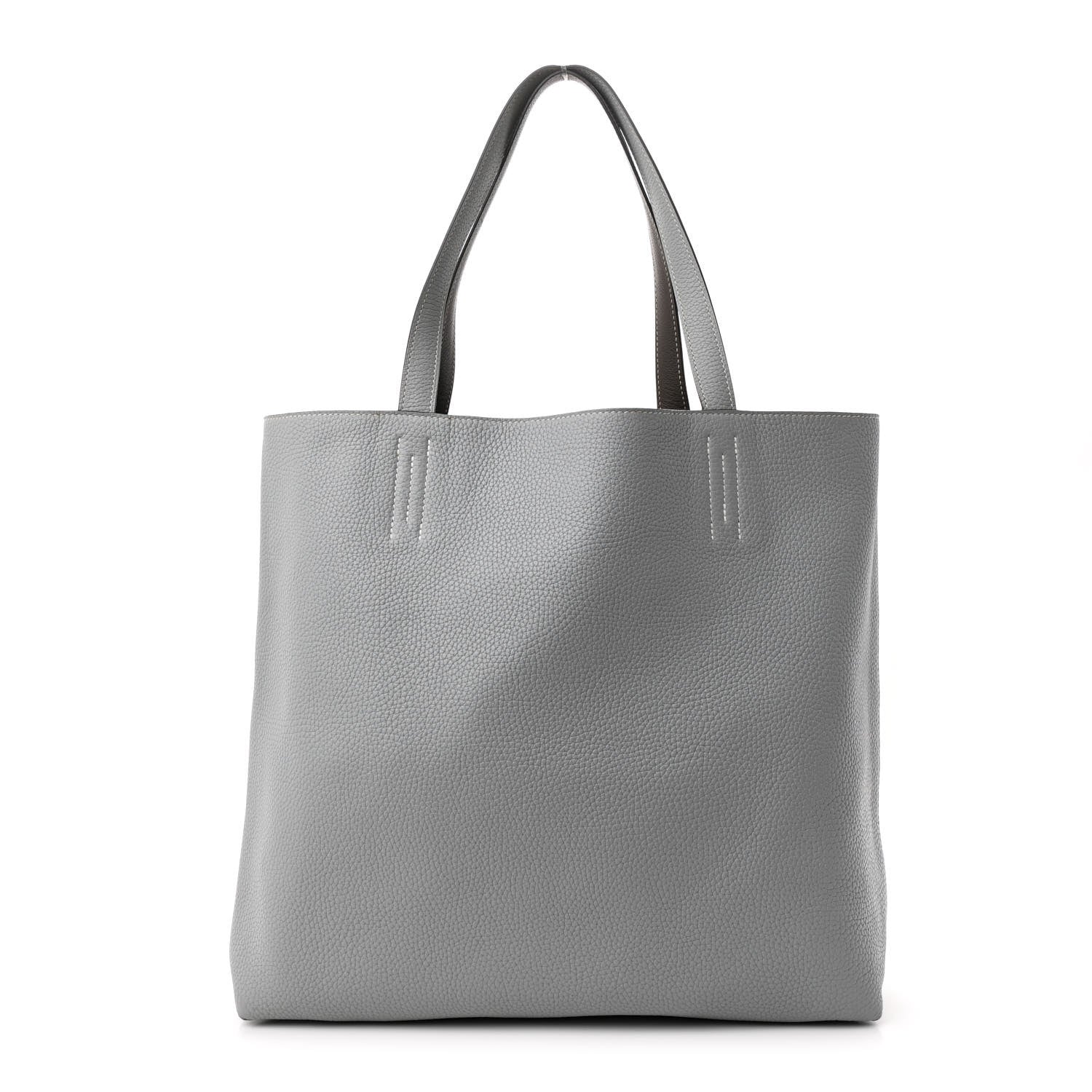 Hermes Taurillon Clemence Evercolor Double Sens 36 Reversible Tote Etain Bleu Glacier 3 of 18