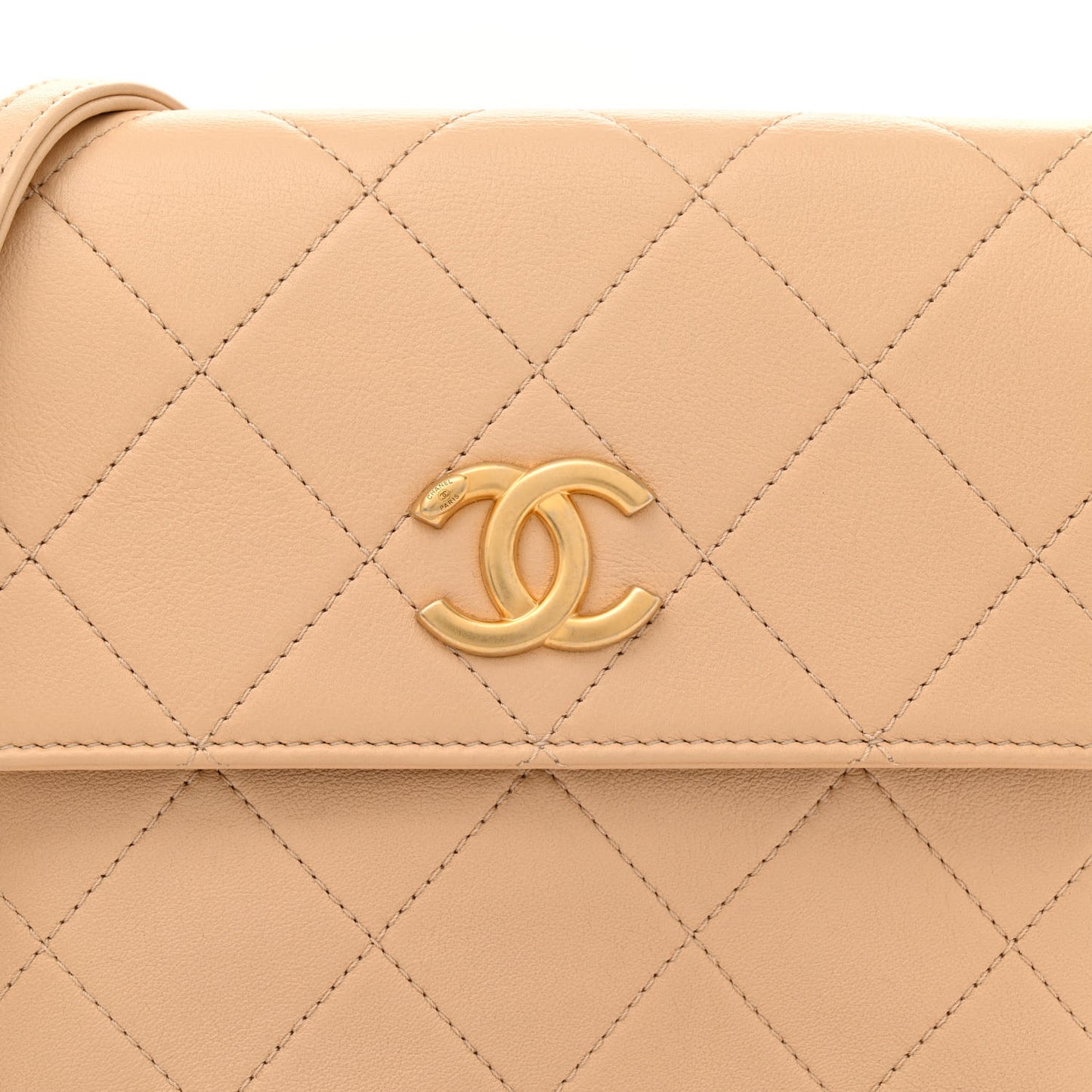 Calfskin Quilted Pearl Small Hobo Bag Beige