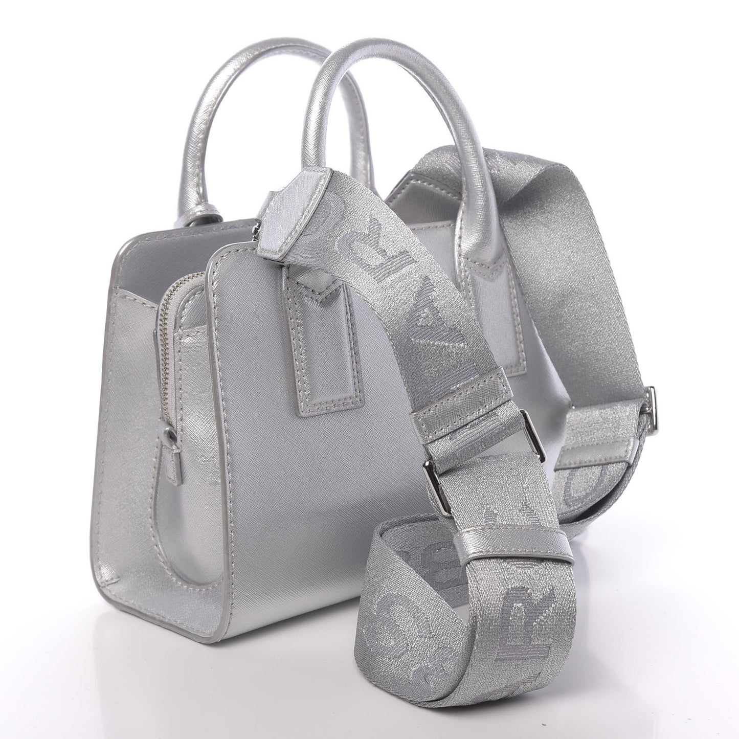 Metallic Saffiano Little Big Shot Tote Silver