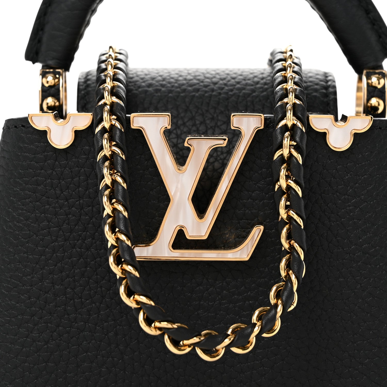 Louis Vuitton Taurillon Embellished Flower Crown Capucines Nano Black 7 of 9