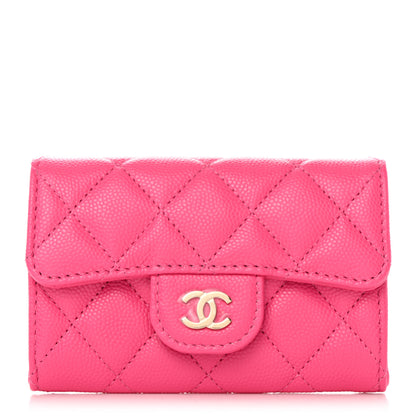 Chanel Caviar Quilted Flap Card Holder Wallet Pink 1 of 8