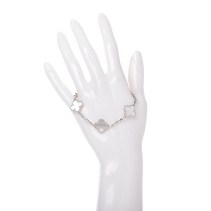 Van Cleef & Arpels 18K White Gold Mother of Pearl 5 Motifs Vintage Alhambra Bracelet 2 of 5