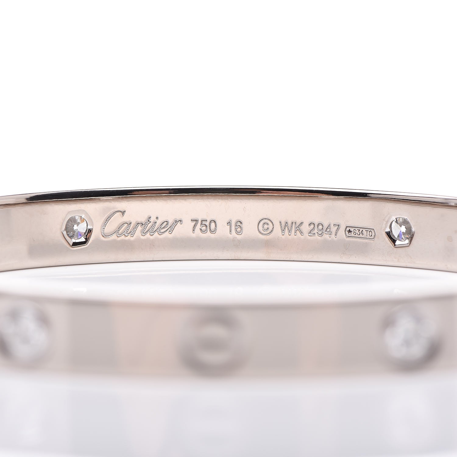 Cartier 18K White Gold 4 Diamond LOVE Bracelet 16 5 of 7