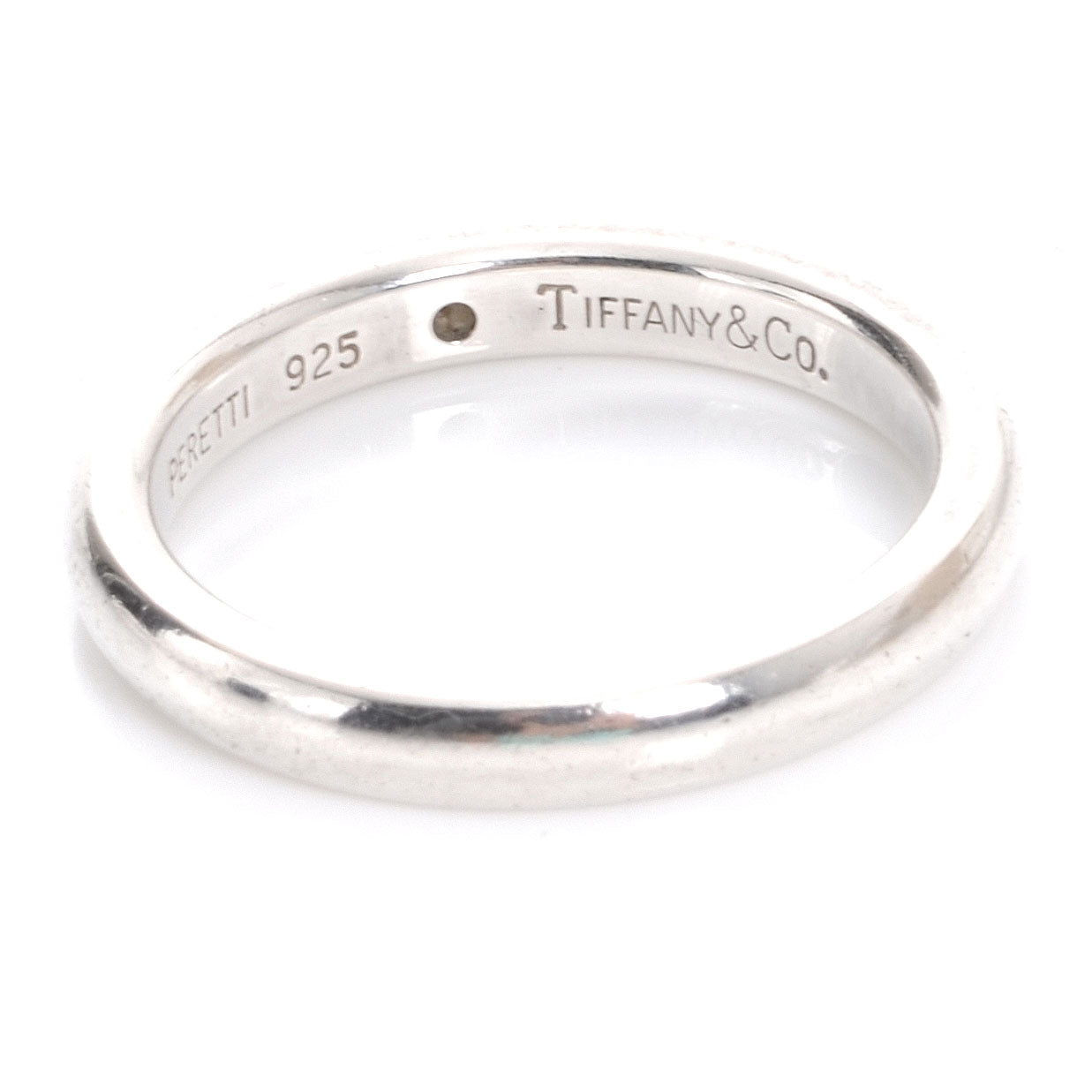Tiffany Sterling Silver Emerald Elsa Peretti Band Ring 48 4.5 3 of 6