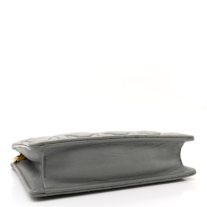 Christian Dior Calfskin Cannage Caro Zipped Pouch With Chain Grey 4 of 10