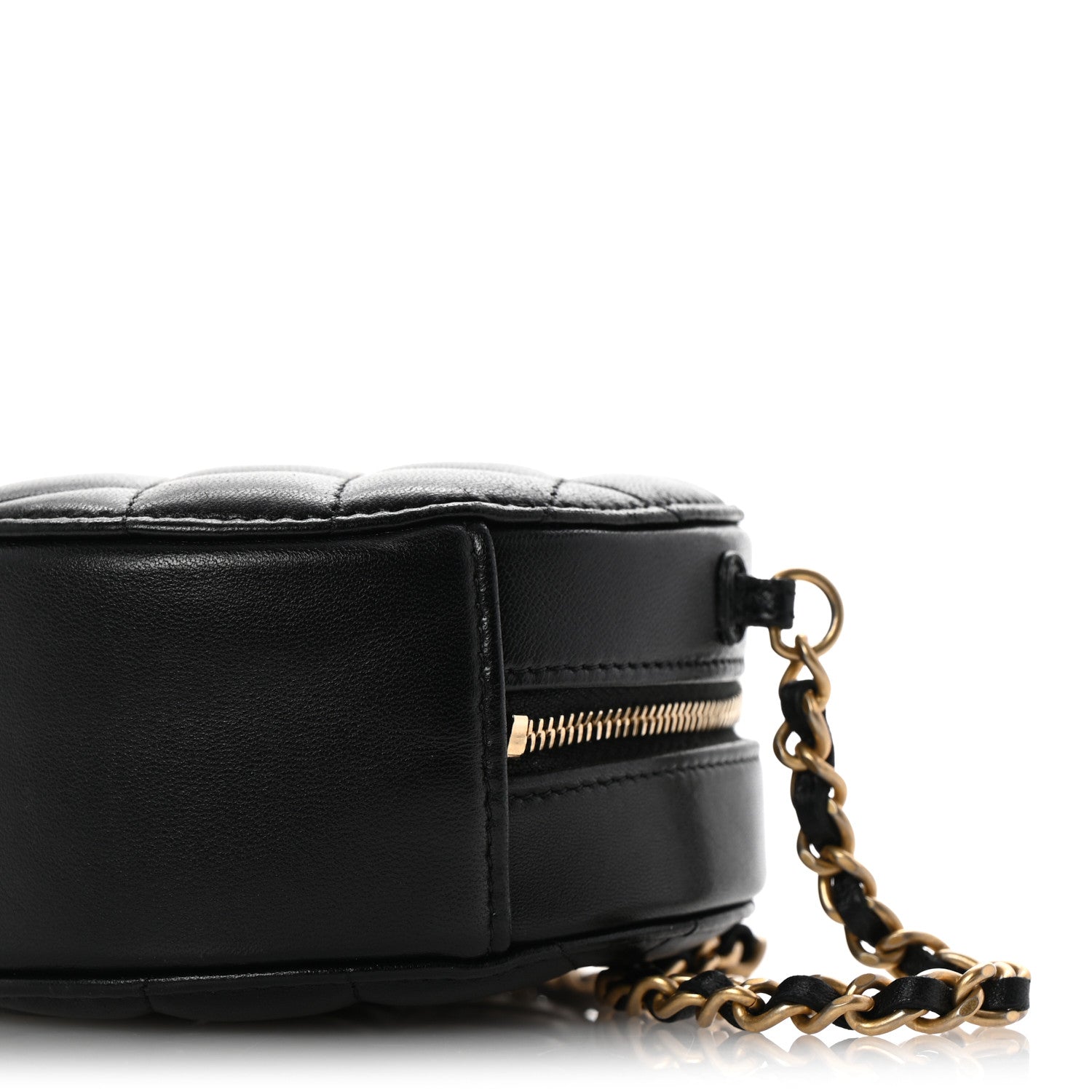 Chanel Lambskin Quilted Romance Round Clutch With Chain Black 10 of 13