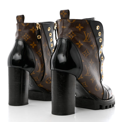 Louis Vuitton Patent Calfskin Monogram Star Trail Ankle Boots 39 Black 4 of 11