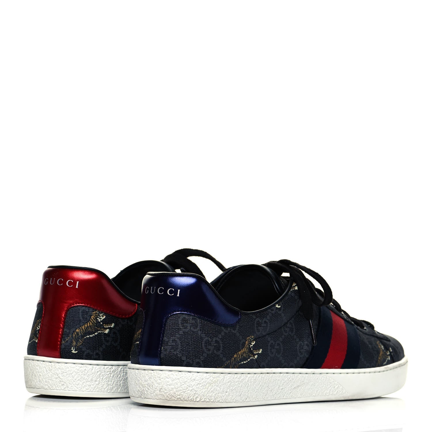 Gucci GG Supreme Monogram Tiger Ayers Web Mens New Ace Sneakers 10 Black 4 of 7