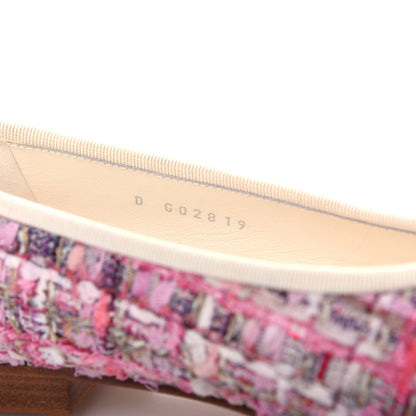 Chanel Tweed Calfskin Cap Toe Ballerina Flats 36.5 Pink 10 of 11