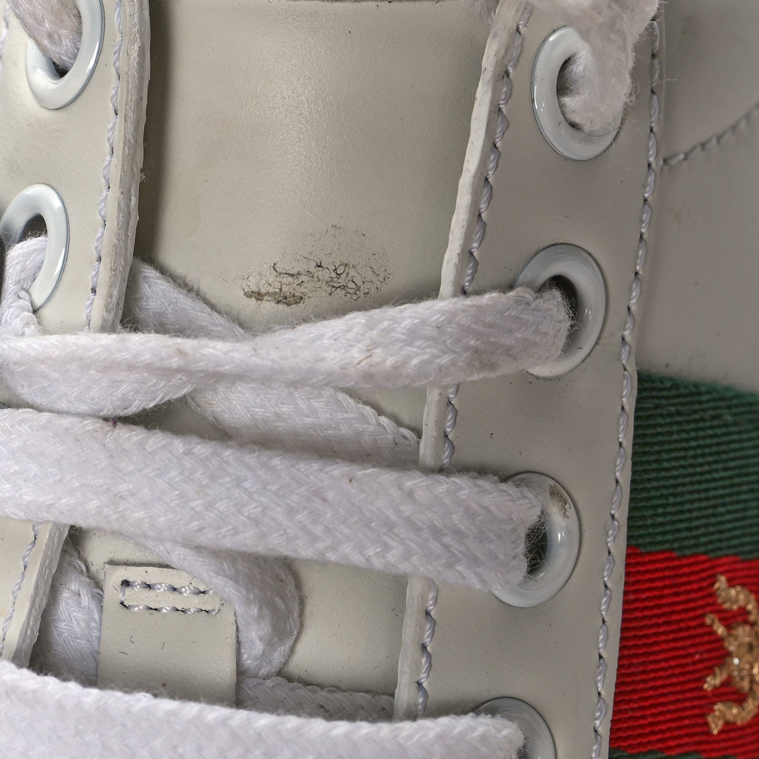 Gucci Calfskin Ayers Bee Embroidered Womens Ace Sneakers 35 White Green 16 of 19