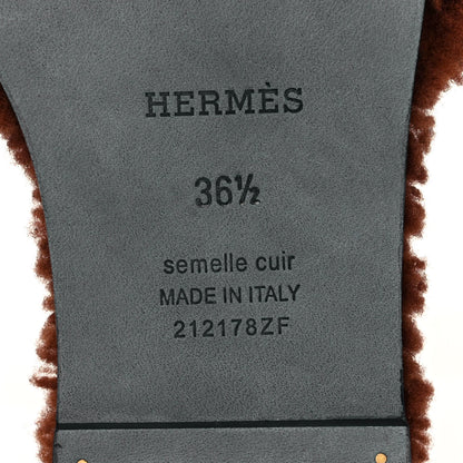 Hermes Woolskin Oran Sandals 36.5 Cognac 6 of 8