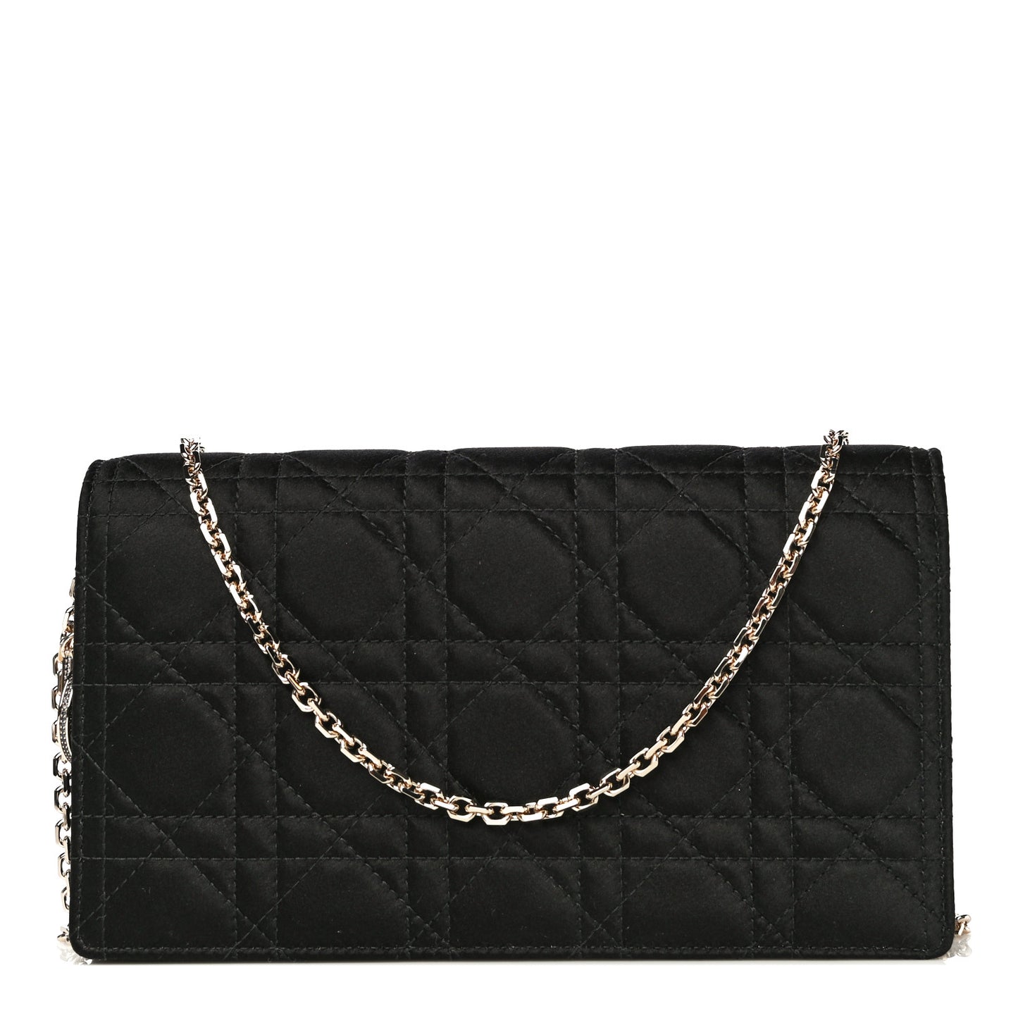 Satin Cannage Lady Dior Clutch Black