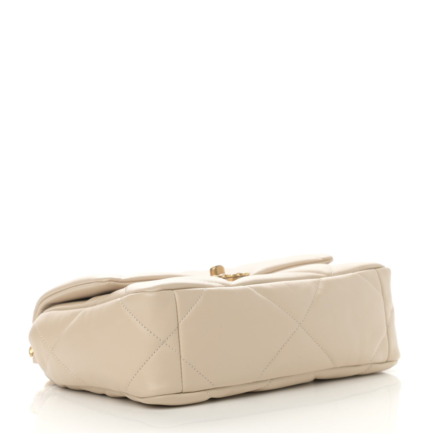 Goatskin Quilted Medium Chanel 19 Flap Beige
