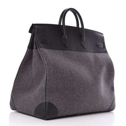 Hermes Togo Wool HAC Travel Birkin 50 Black 3 of 10