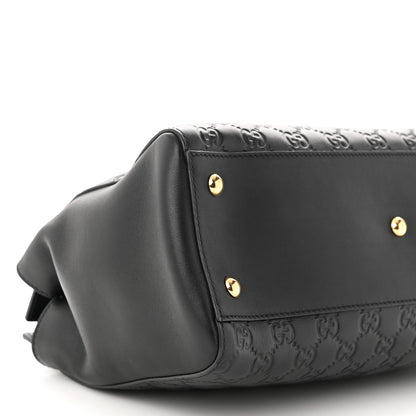 Gucci Guccissima Signature Medium Shoulder Tote Bag Black 9 of 10