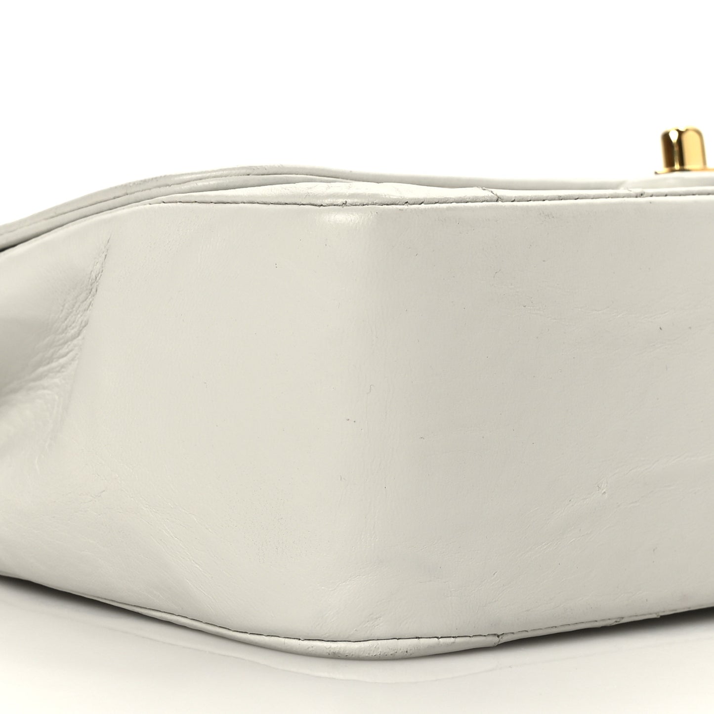 Lambskin Quilted Medium Single Flap White