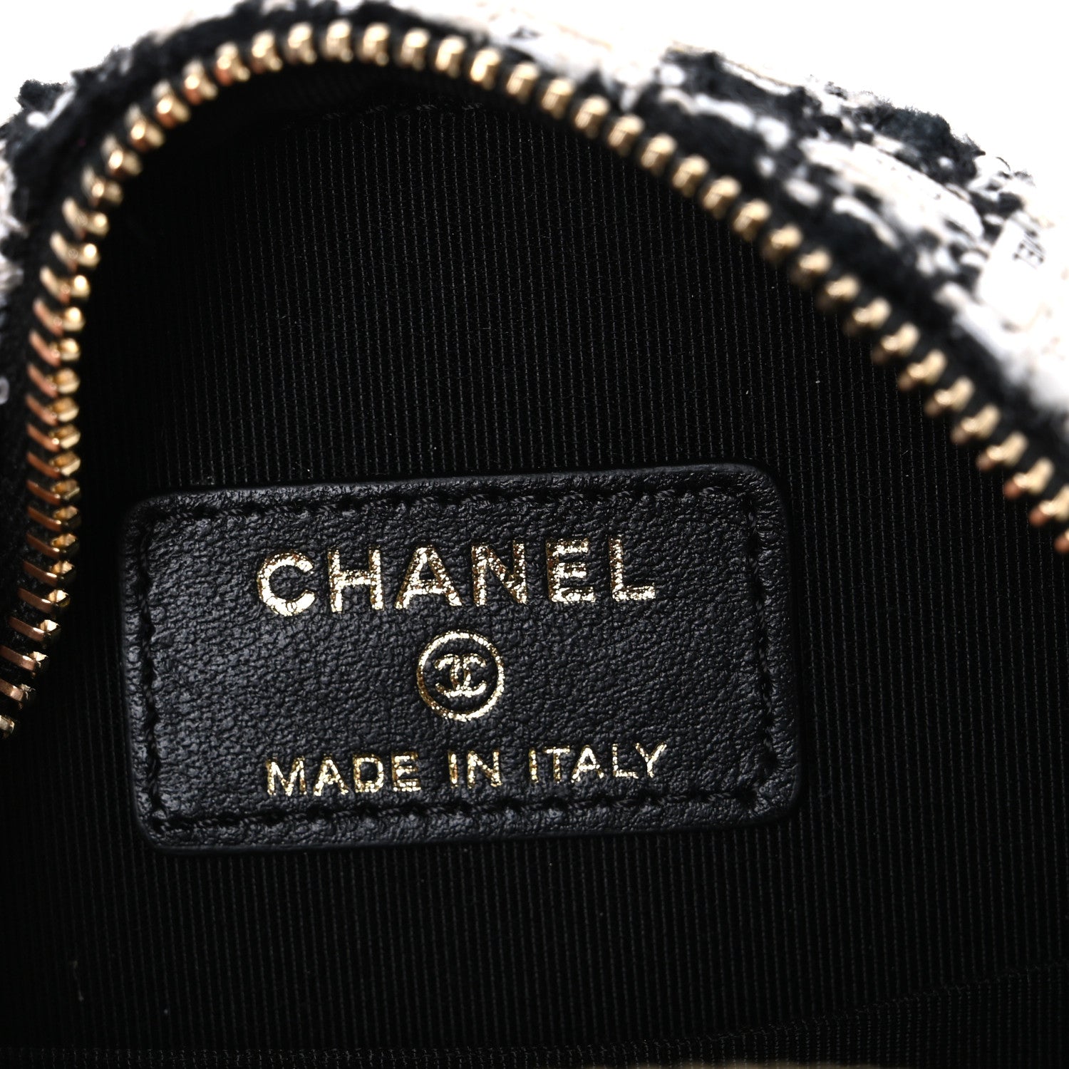Chanel Tweed Quilted Round Clutch With Chain Black Ecru White 6 of 10