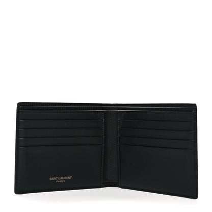 Saint Laurent Calfskin Crocodile Embossed Monogram Bifold Wallet Black 5 of 7