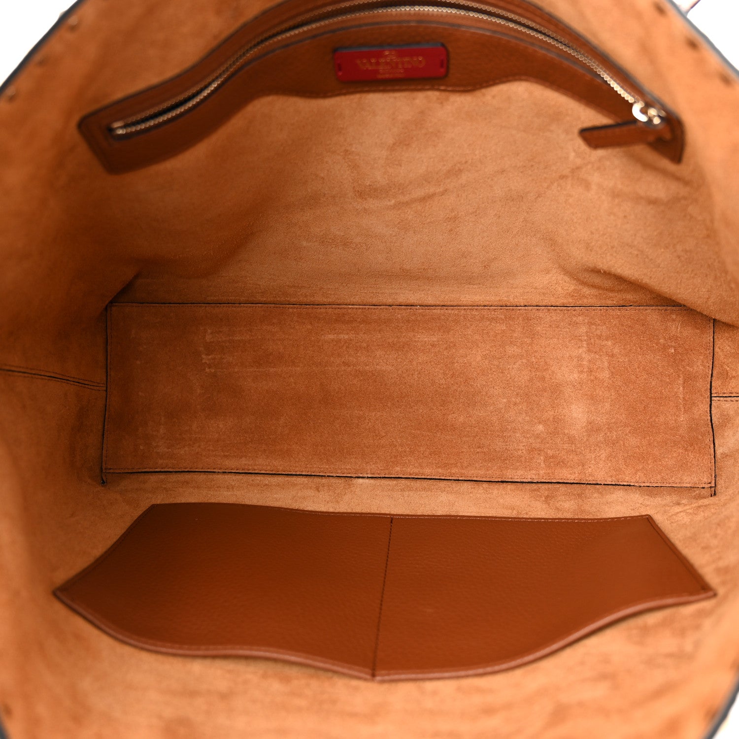 Valentino Garavani Grained Calfskin Rockstud Shoulder Tote Brown 5 of 9
