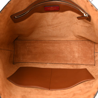 Valentino Garavani Grained Calfskin Rockstud Shoulder Tote Brown 5 of 9