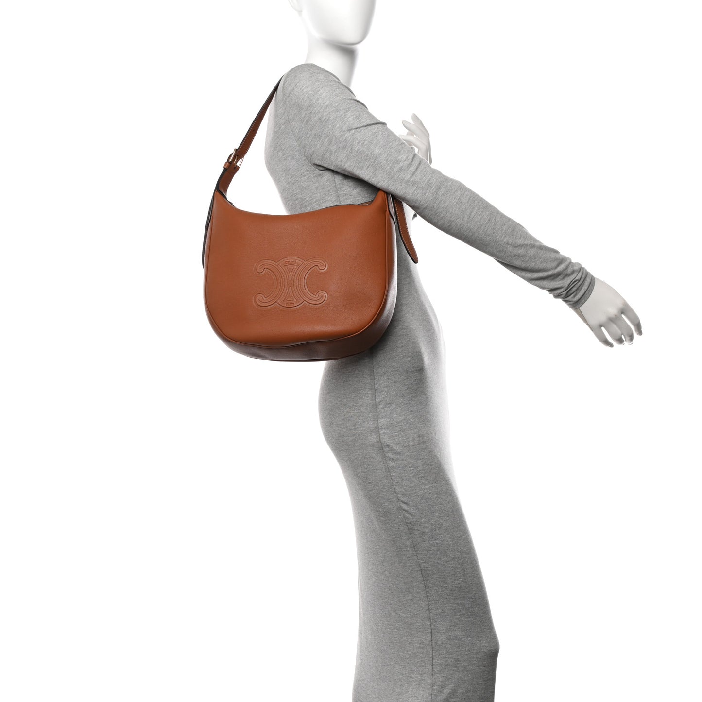 Supple Calfskin Medium Triomphe Heloise Shoulder Bag Tan