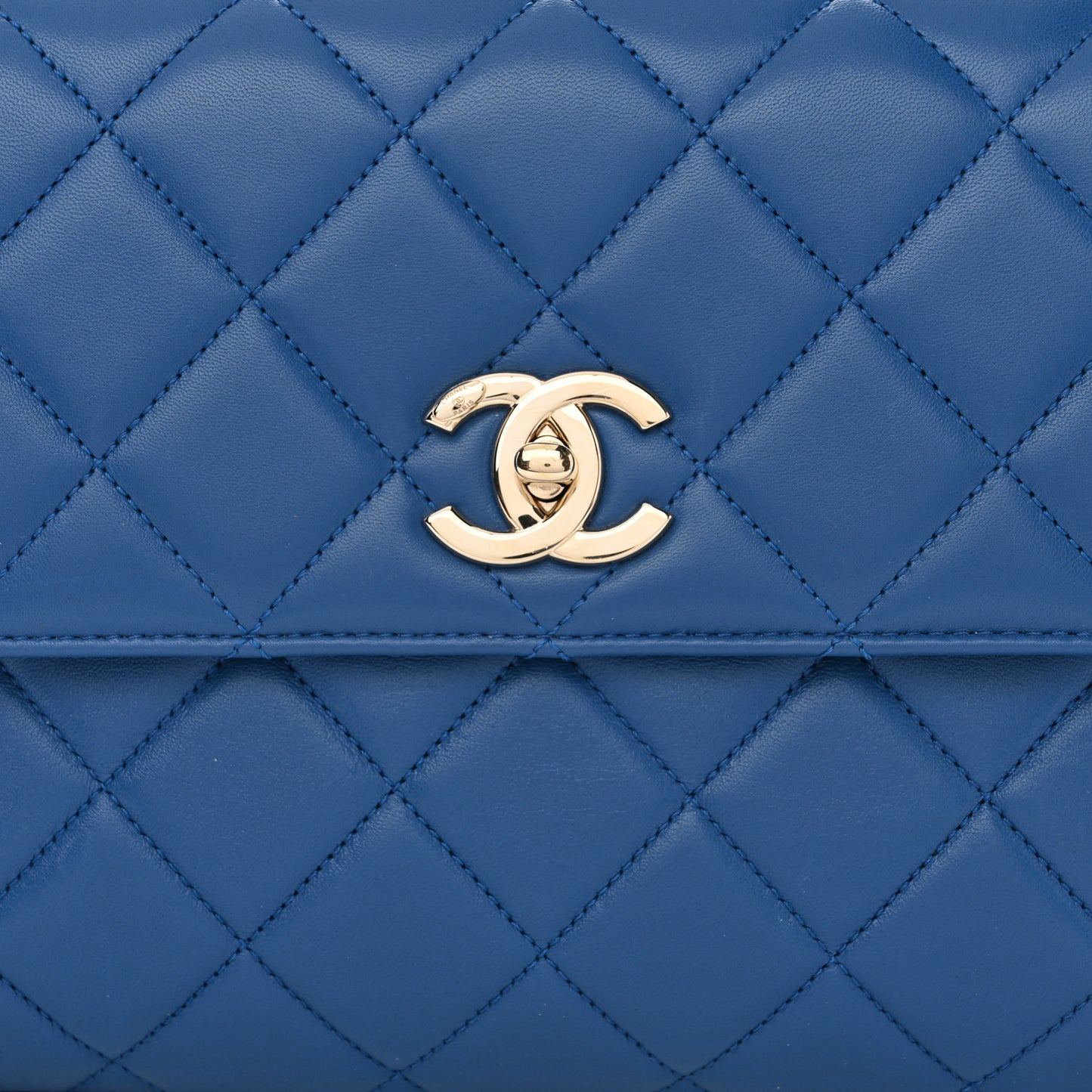 Lambskin Quilted Medium Trendy CC Flap Dual Handle Bag Dark Blue