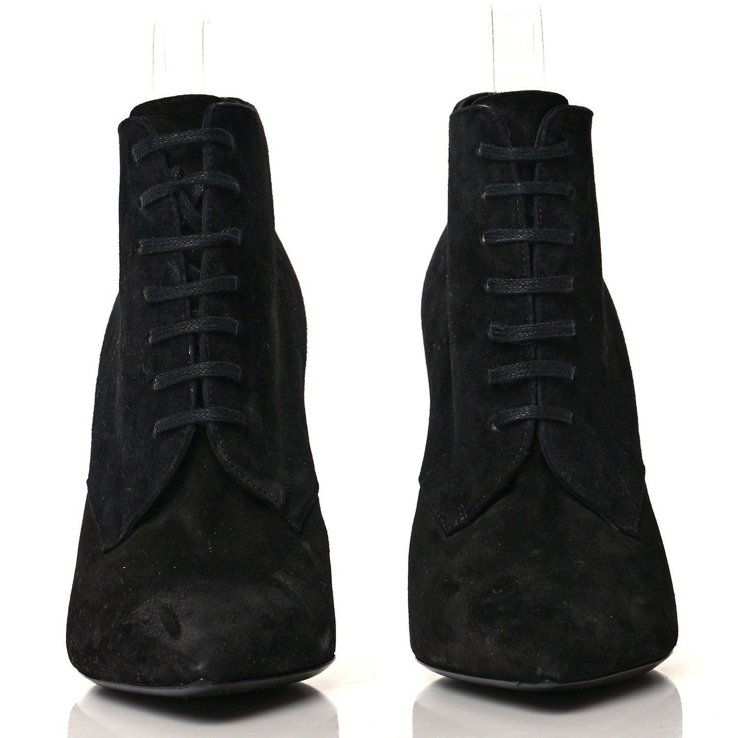 Saint Laurent Suede Kiki Lace-Up Ankle Boot 37.5 Black 2 of 11