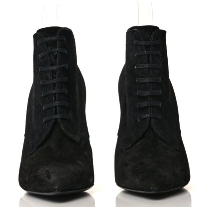 Saint Laurent Suede Kiki Lace-Up Ankle Boot 37.5 Black 2 of 11