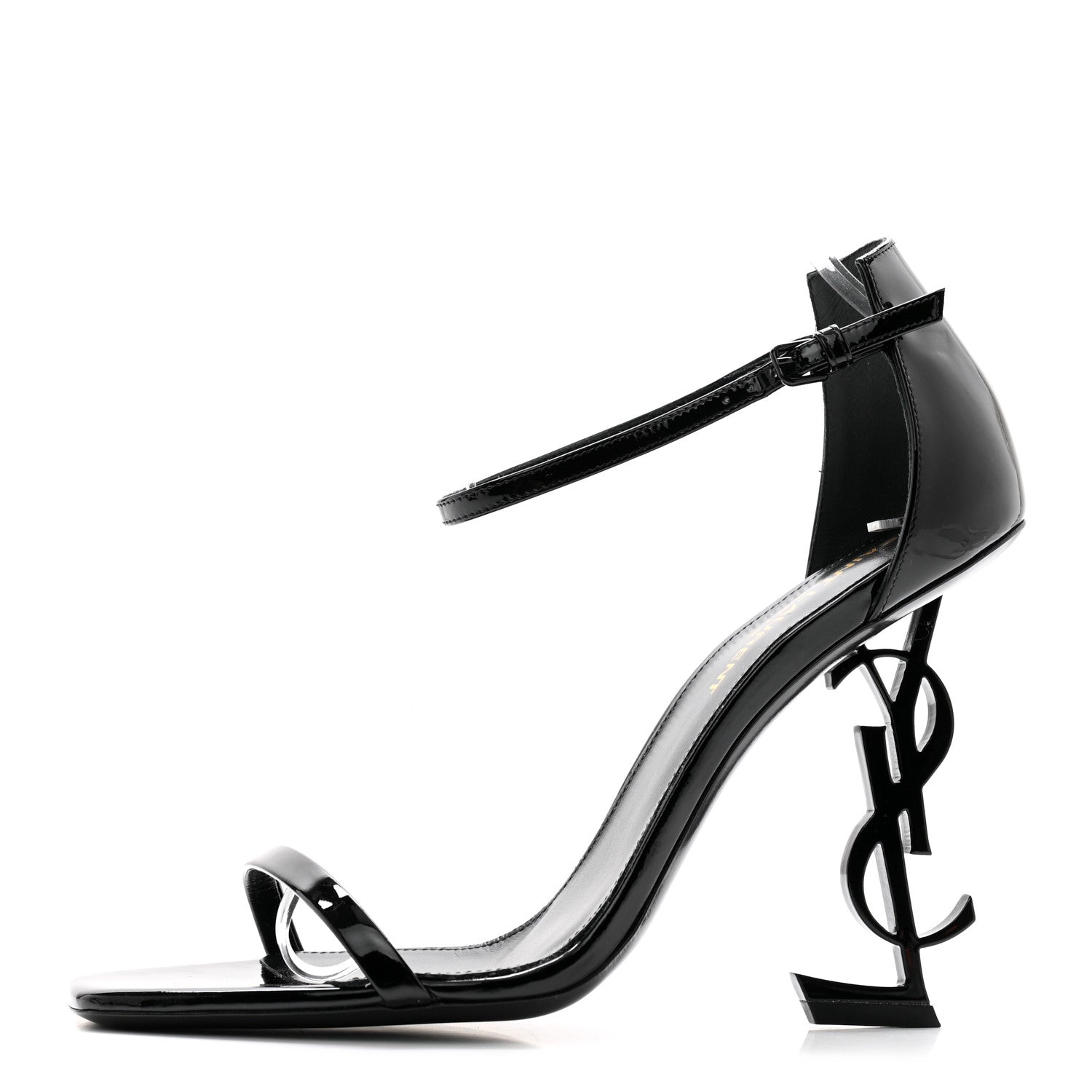 Saint Laurent Patent Calfskin Opyum 110 Sandals 38.5 Black 1 of 8