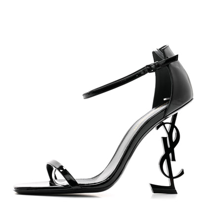 Saint Laurent Patent Calfskin Opyum 110 Sandals 38.5 Black 1 of 8