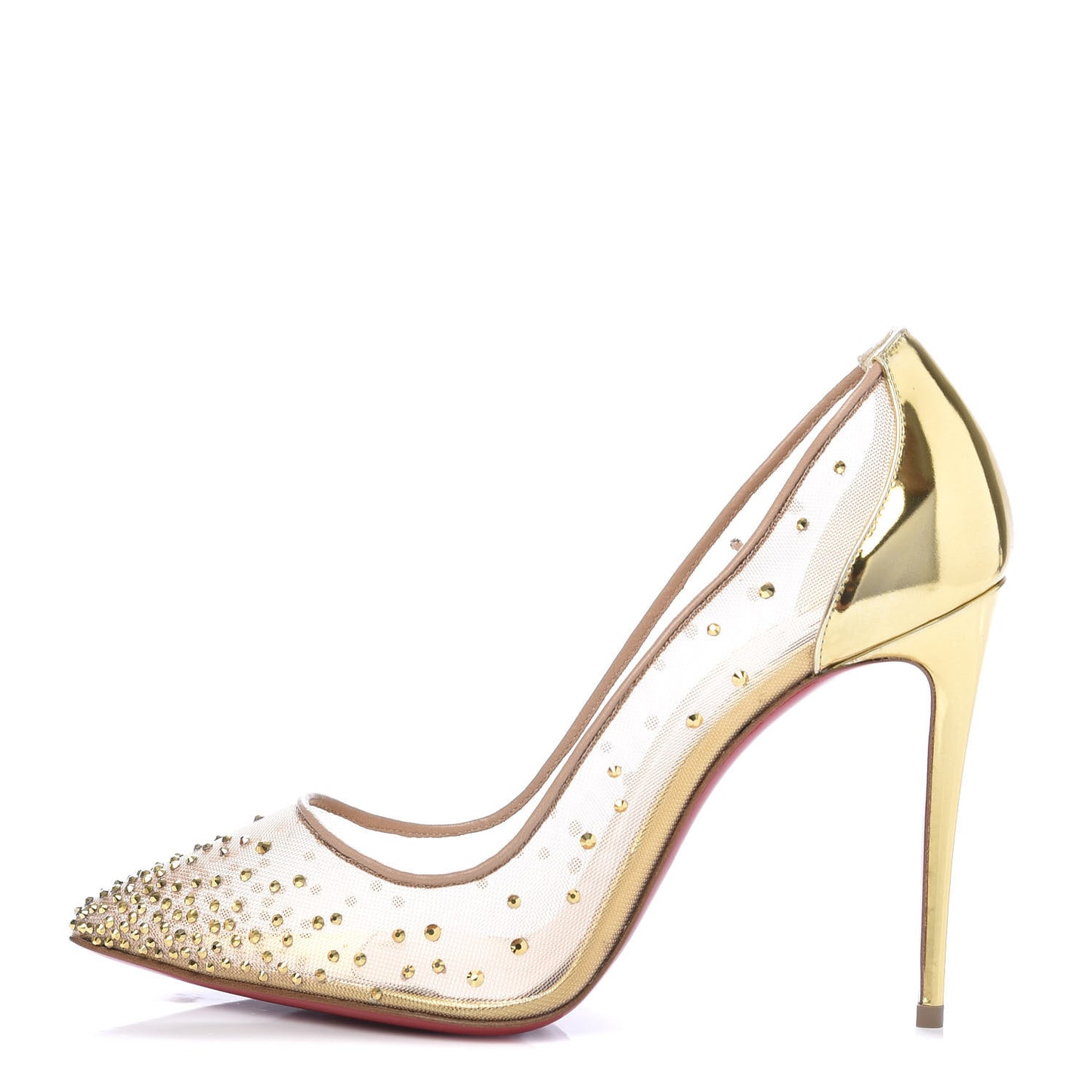 Rete Specchio Crystal Strass Follies 100 Pumps 38.5 Gold
