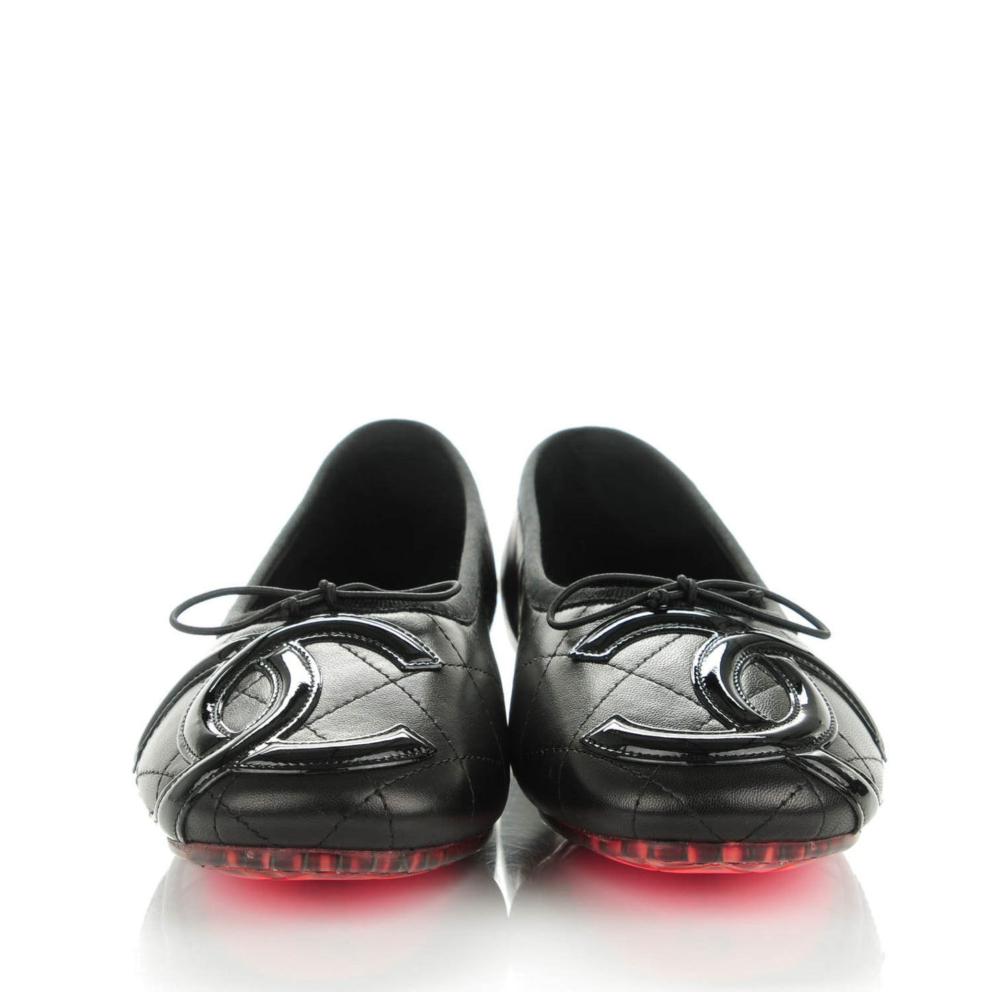 Lambskin Quilted Cambon Ballerina Flats 37.5 Black