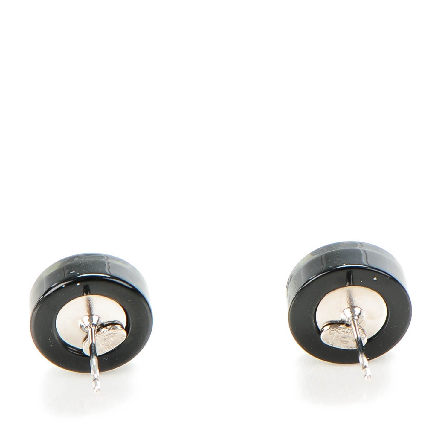 Resin Abalone CC Stud Earrings Black