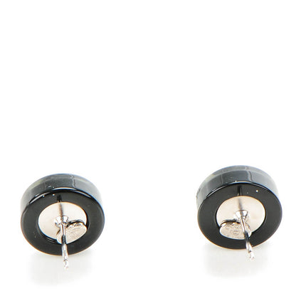 Chanel Resin Abalone CC Stud Earrings Black 3 of 5