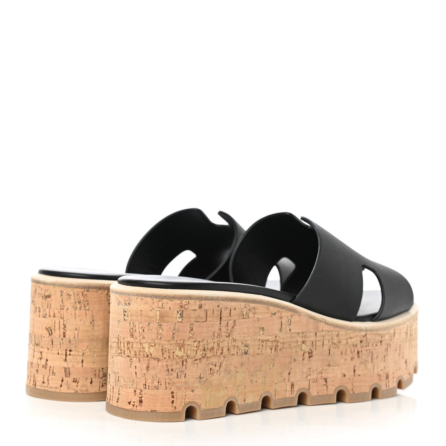 Hermes Calfskin Cork Eze 30 Sandals 36 Black 4 of 9