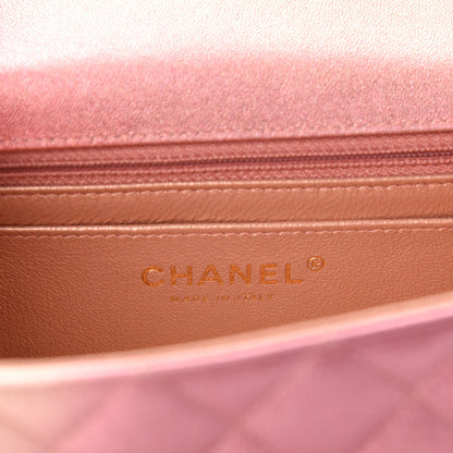 Chanel Metallic Lambskin Quilted Ombre Mini Rectangular Flap Pink 8 of 10