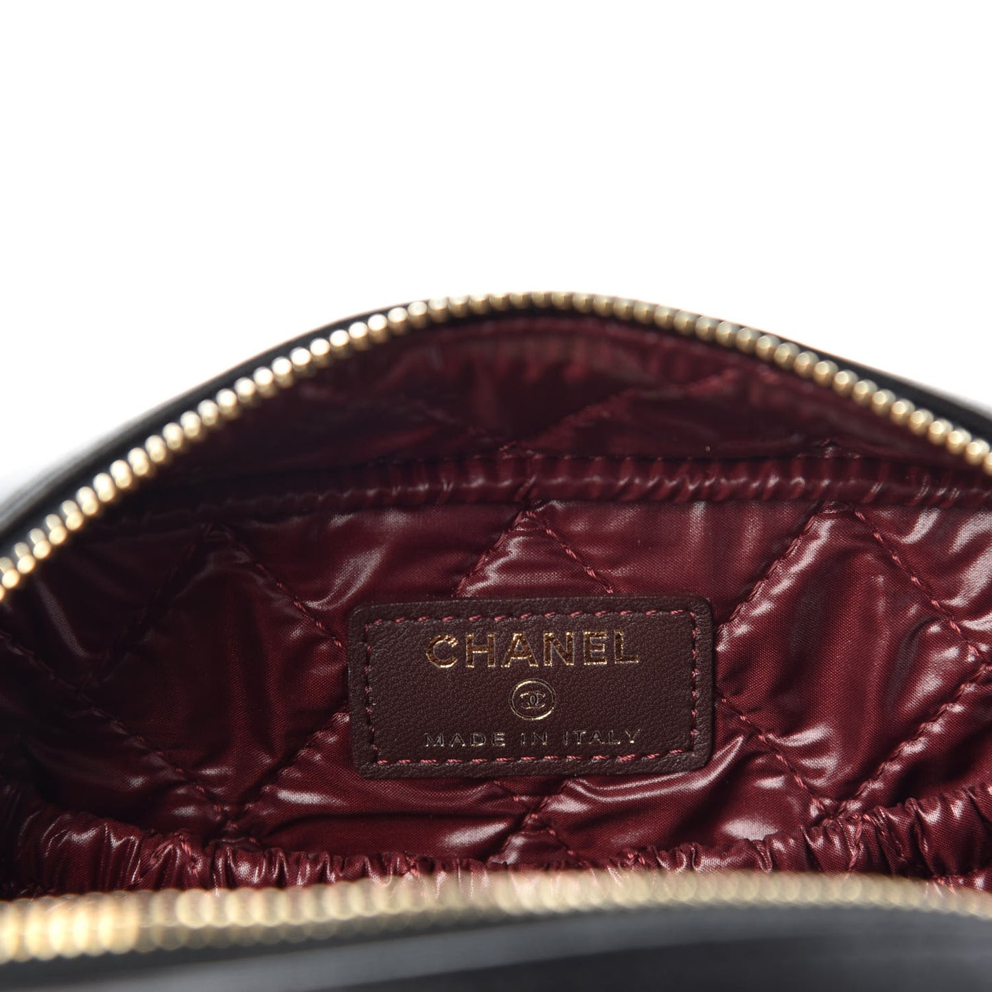 Lambskin Quilted Medium Curvy Pouch Cosmetic Case Black