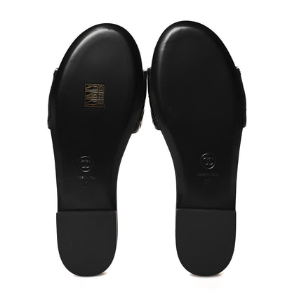 Chanel Shiny Goatskin Quilted CC Mules Sandals 37 Black 6 of 10