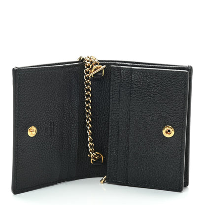 Gucci Grainy Calfskin Zumi Chain Card Case Wallet Black 5 of 6