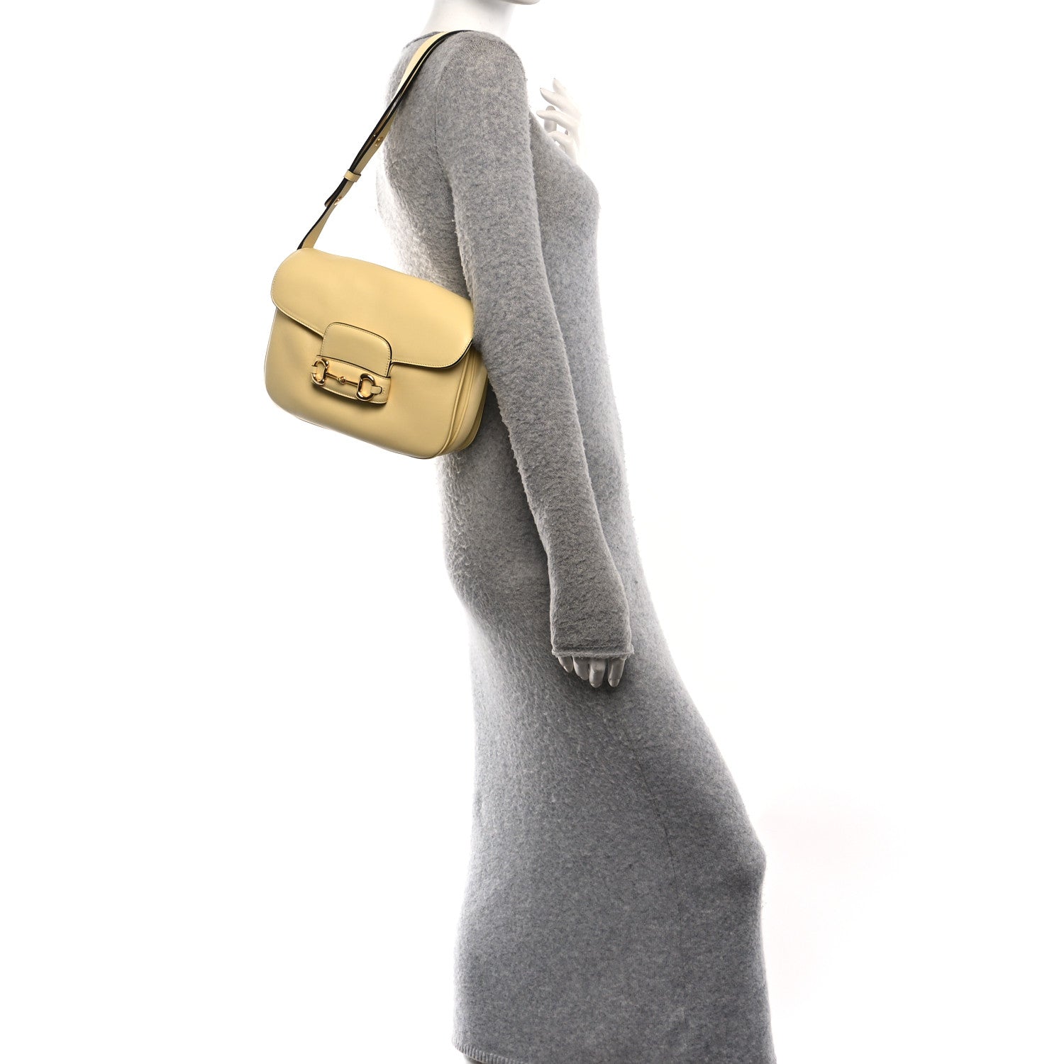 Gucci Calfskin Horsebit 1955 Aura Small Shoulder Bag Yellow