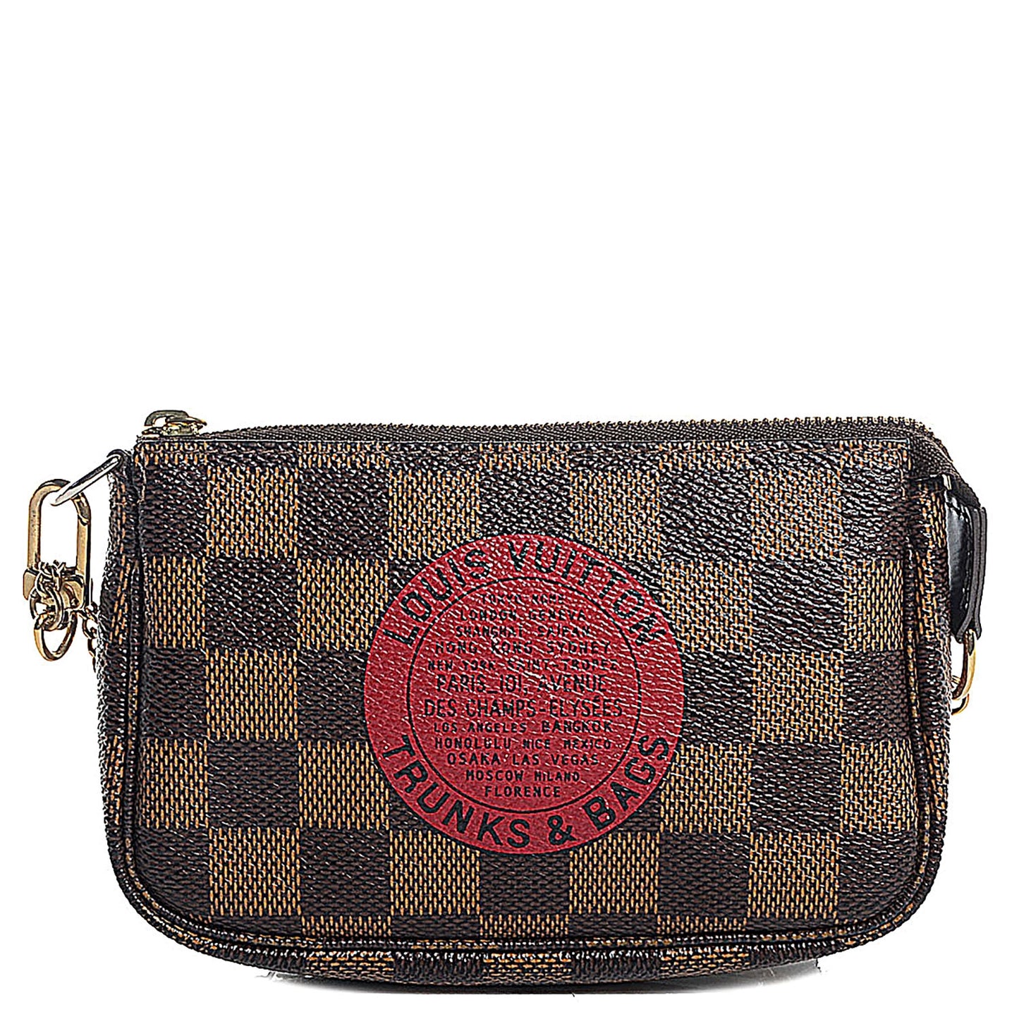 Damier Ebene Complice Trunks and Bags Mini Pochette Accessories Red