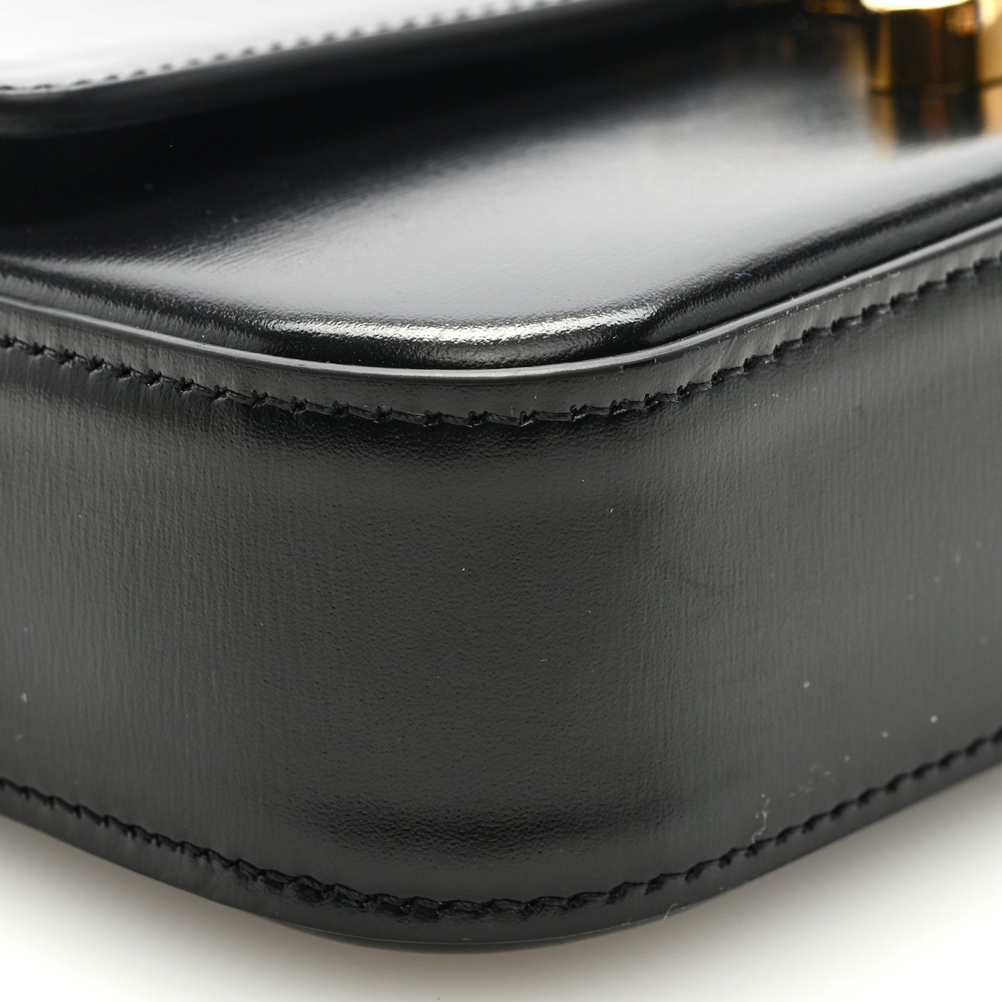 Shiny Calfskin Triomphe Chain Shoulder Bag Black