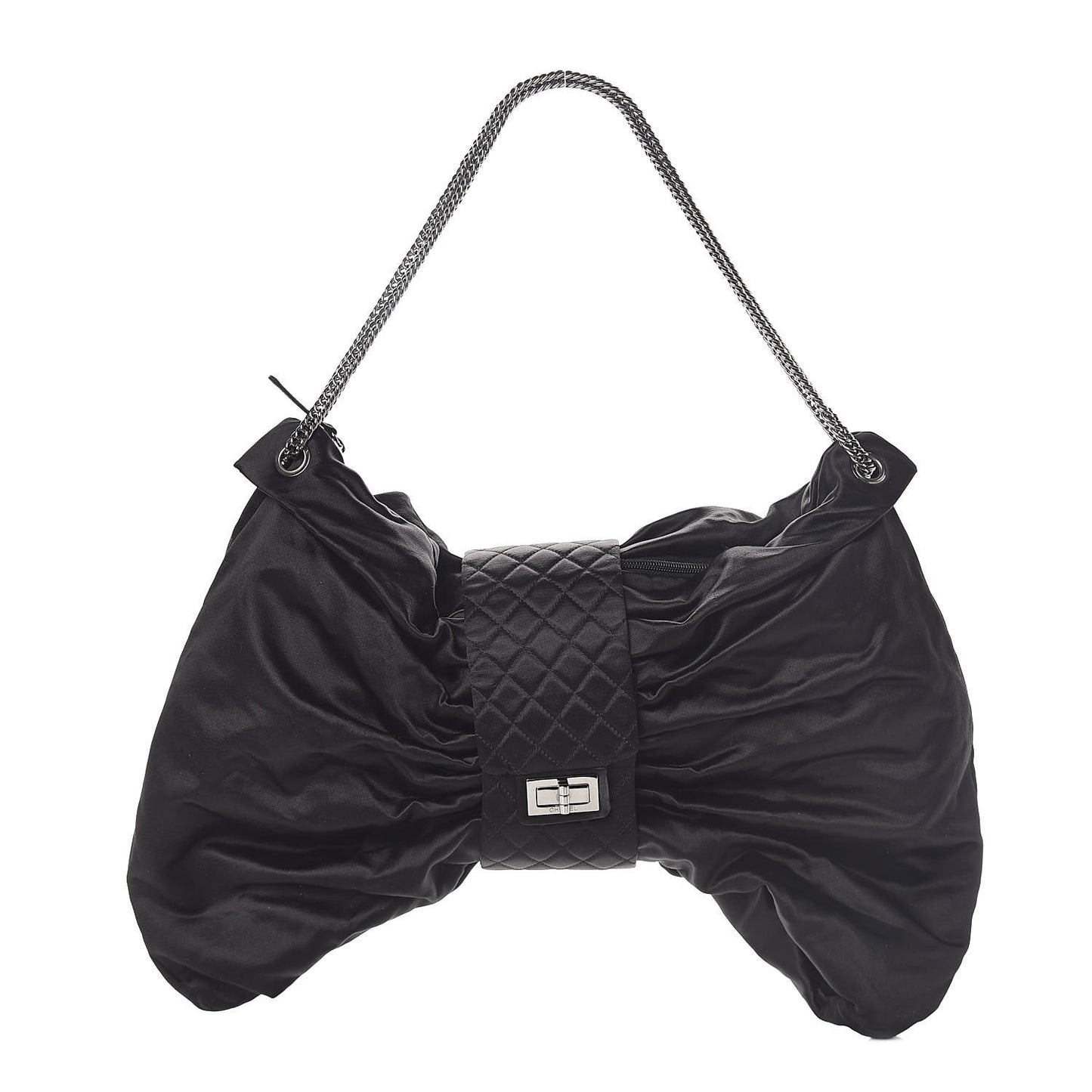 Satin Large Bow Bag Black