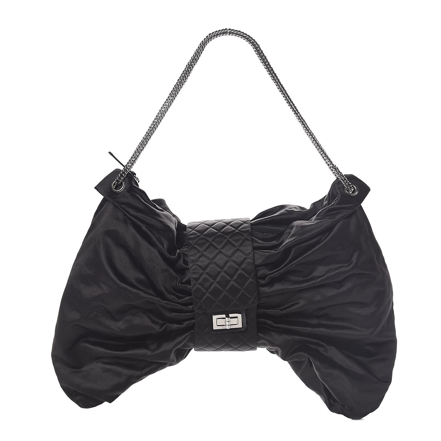 Chanel Satin Large Bow Bag Black 1 of 11